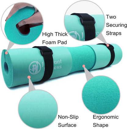 J Bryant Barbell Pad Set with 2 Ankle Straps - Thick Cushion Pad for Hip Thrusts, Squats, Bench Press, Home Gym Strength Training, Workout