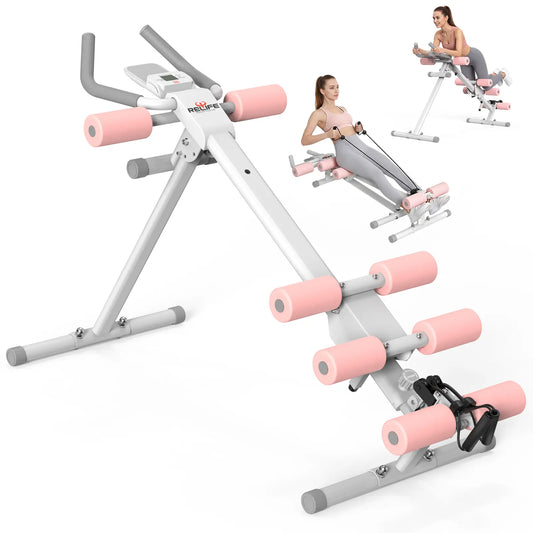 RELIFESPORTS Core Trainer, 5-In-1 Foldable Full-Body Workout Station, Adjustable Abdominal Muscle Trainer with Reinforced Steel Frame for Home Gym, LED Monitor, 440 LBS Capacity, Strength Conditioning Equipment, Portable Exercise Machine Tiktokshopbacktos