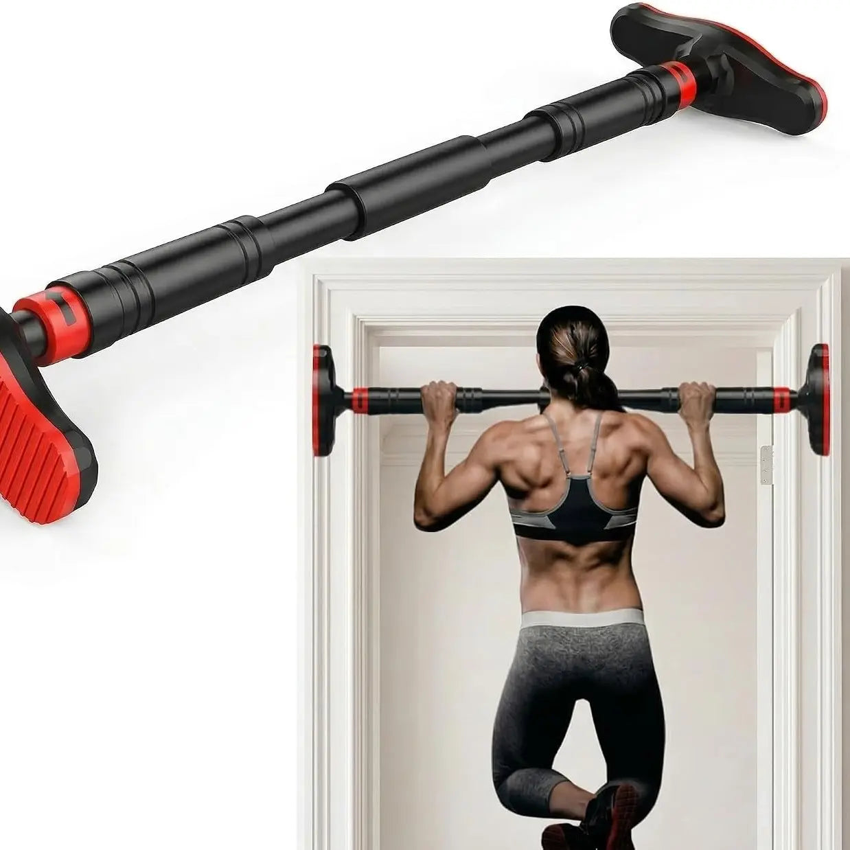 Lifting Pull-Up Bar, Adjustable Door-Mount Heavy-Duty Steel Power Bar with No-Drill Installation, Anti-Slip Grip, Secure Hold, Portable Home Gym Fitness Equipment for Small Spaces & Apartments, Lifting Pull-Up Bars