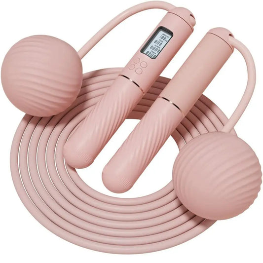 2 in 1 Jump Rope, Weighted Jump Rope for Fitness, Skipping Rope with Counter - Heavy Handles, Adjustable Length - Cordless Jumping Rope for Men Women Kids Fitness Exercise Training Ball-Weighted Jump Rope