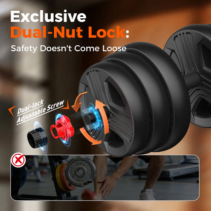 Adjustable Dumbbells, 55Lbs Free Weight Set with Connector, 5 In1 Dumbbells Set as Barbell, Kettlebells, Push up Stand, Fitness Exercises for Home Gym Suitable Men/Women