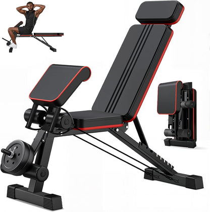Adjustable Weight Bench, Foldable Workout Bench Press for Home Gym