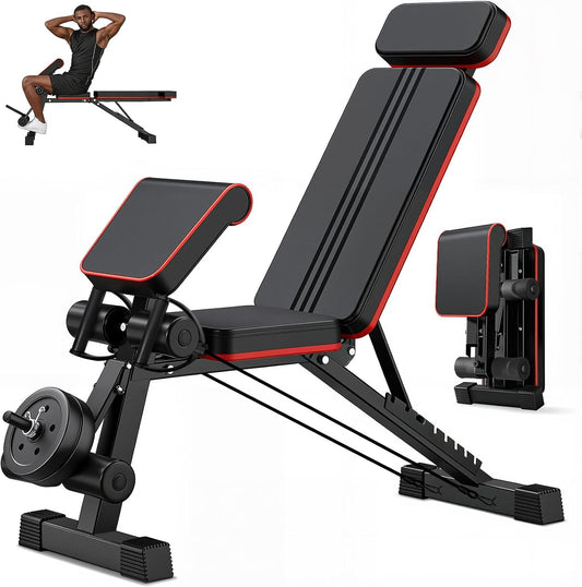 Adjustable Weight Bench, Foldable Workout Bench Press for Home Gym