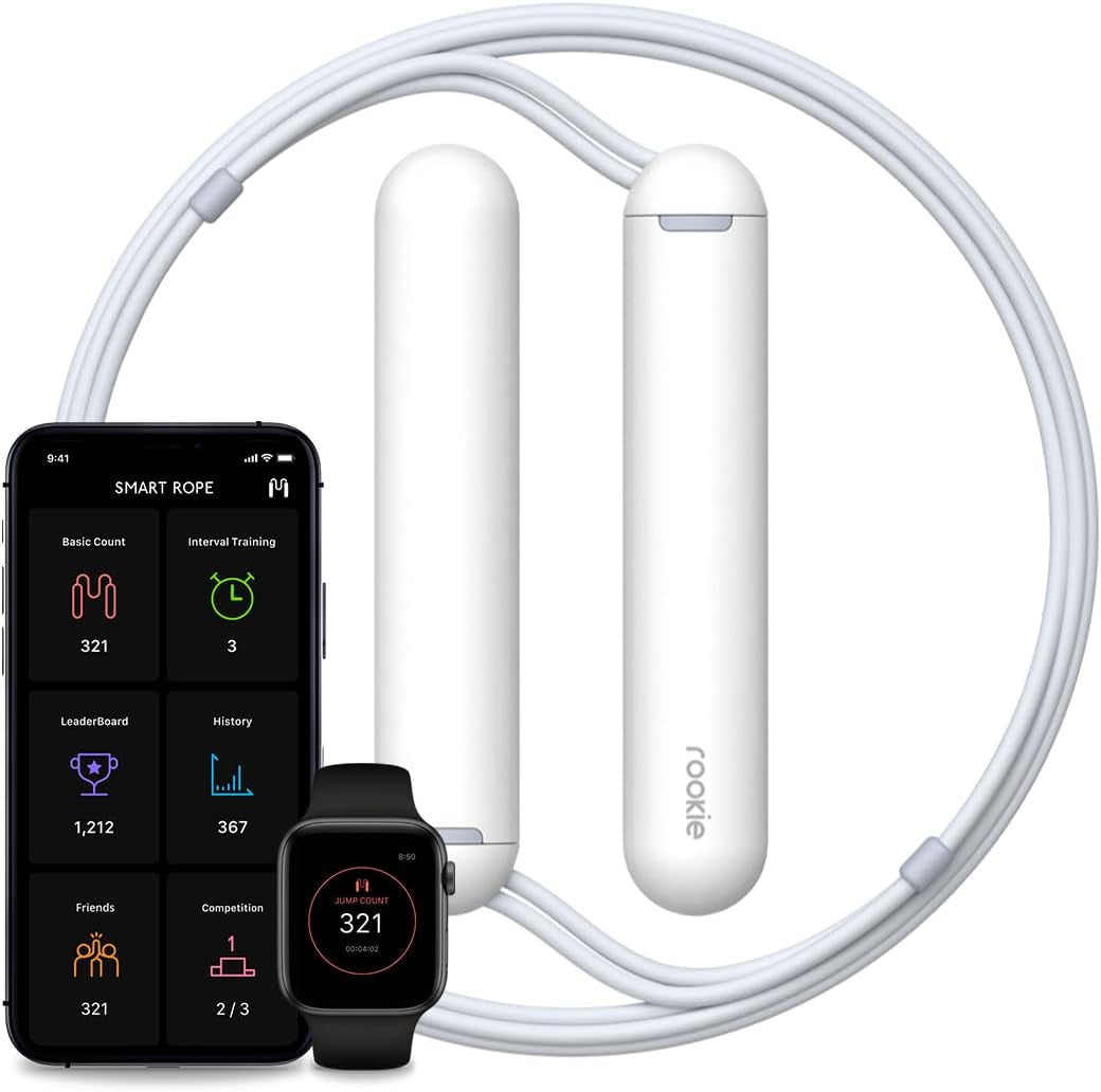 Smart Rope Rookie – Smart Jump Rope with Counter & App, Bluetooth Fitness Tracker, Adjustable Jump Rope for Weight Loss, Cardio, HIIT & Home Workouts