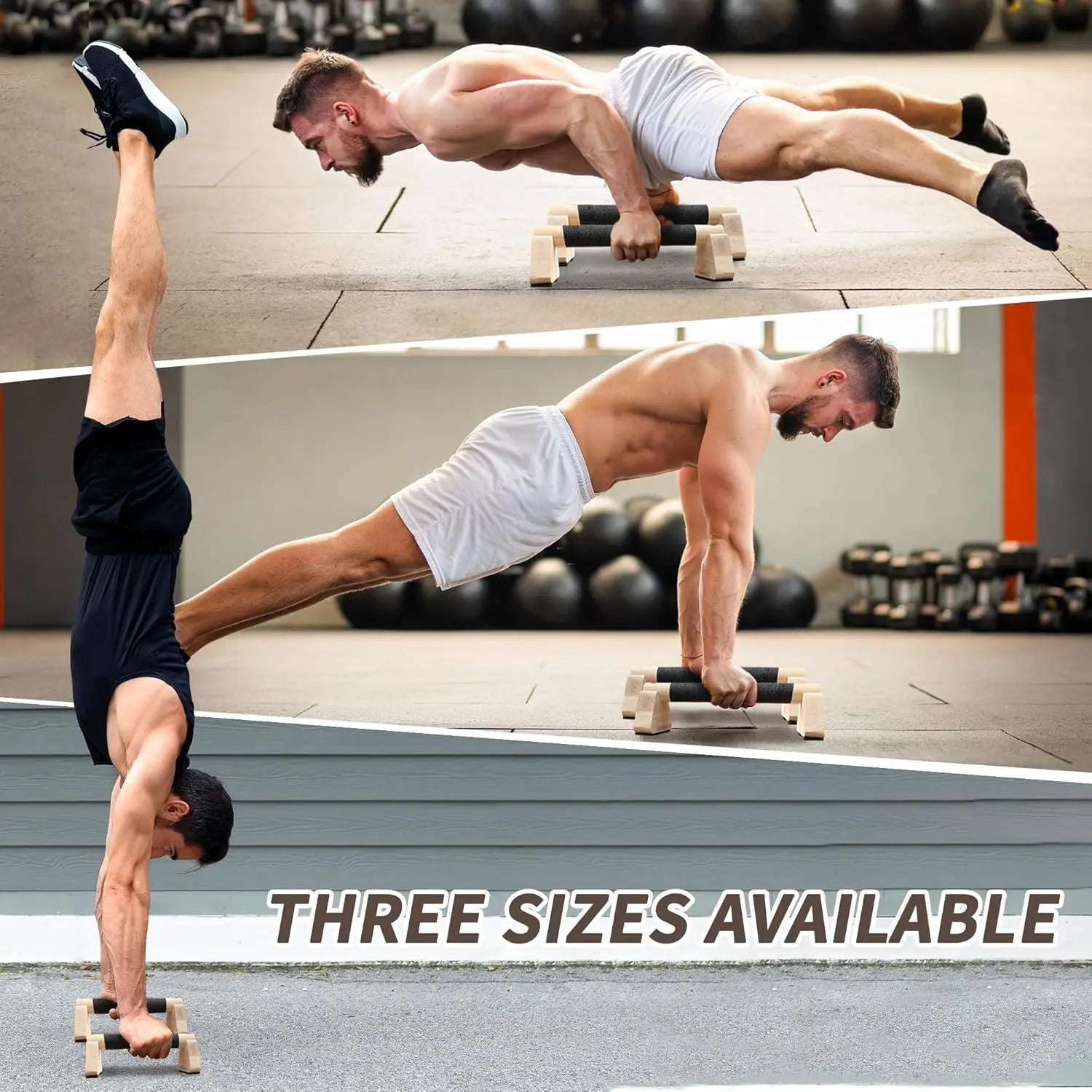 Wooden Parallettes Bars for Home Fitness, Calisthenics Equipment, Handstand Training Bar with Non-Slip Grip Design, Ideal for Strength Training and Gymnastics Practice, Push up Handles, Strength Workout Equipment