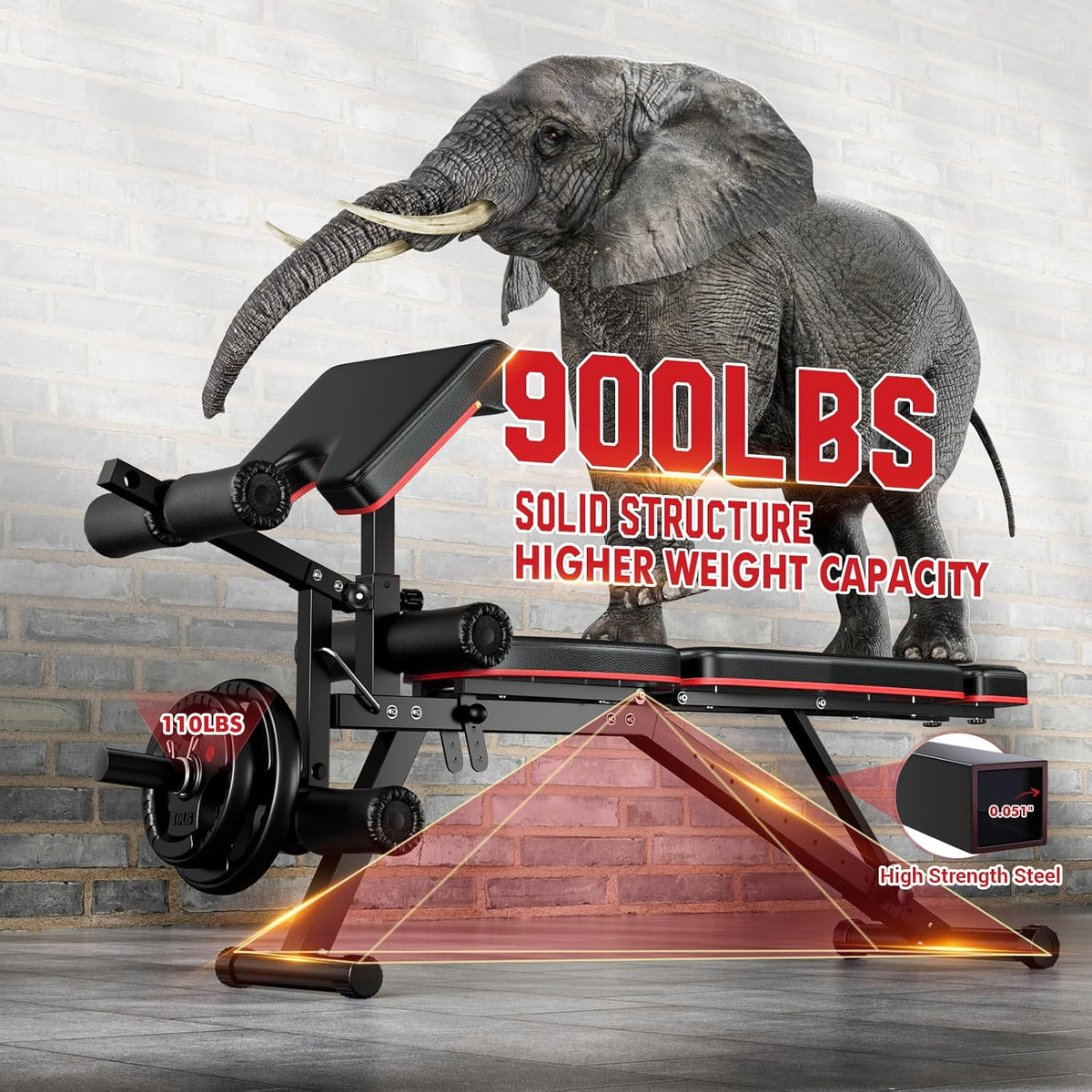 Workout Bench, Adjustable Weight Bench with Leg Extension and Leg Curl, Extended Headrest, 900LBS Preacher Curl Bench Incline Decline Flat Workout Bench for Home Gym Full Body Exercise