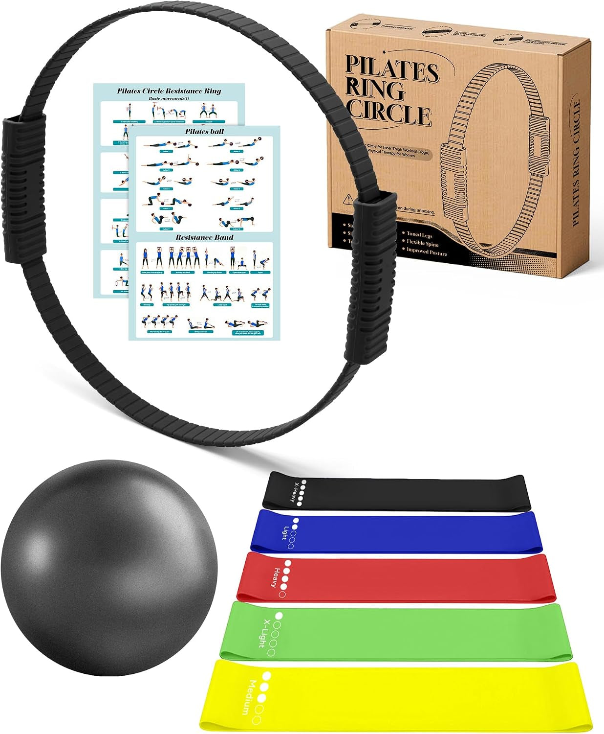 Pilates Ring, Silicone Magic Pilates Rings, Lightweight & Durable Flexible Fitness Circle Exercise Equipment for Toning Arms, Thighs,Legs, Core,Yoga & Physical Therapy