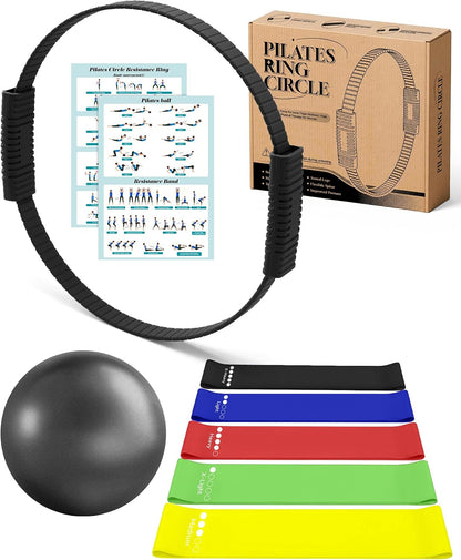 Pilates Ring, Silicone Magic Pilates Rings, Lightweight & Durable Flexible Fitness Circle Exercise Equipment for Toning Arms, Thighs,Legs, Core,Yoga & Physical Therapy