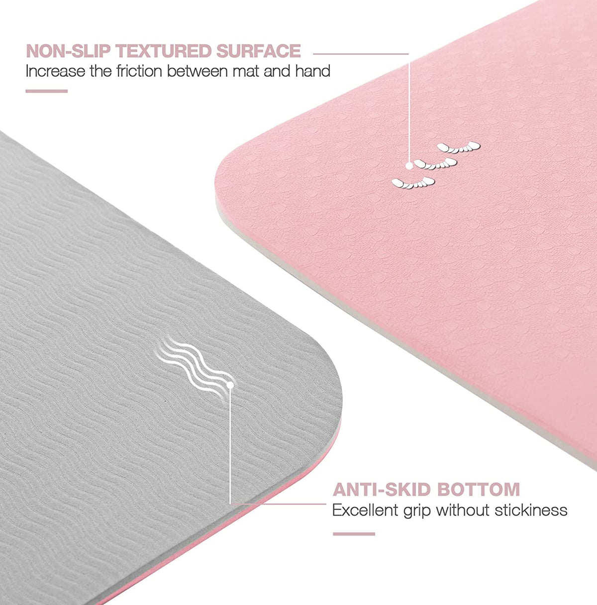 Yoga Mat Extra Thick 1/3'' & 2/5" Non Slip Yoga Mats for Women Eco Friendly TPE Fitness Exercise Mat with Carrying Sling & Storage Bag
