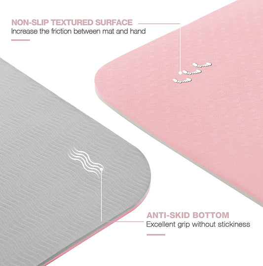Yoga Mat Extra Thick 1/3'' & 2/5" Non Slip Yoga Mats for Women Eco Friendly TPE Fitness Exercise Mat with Carrying Sling & Storage Bag