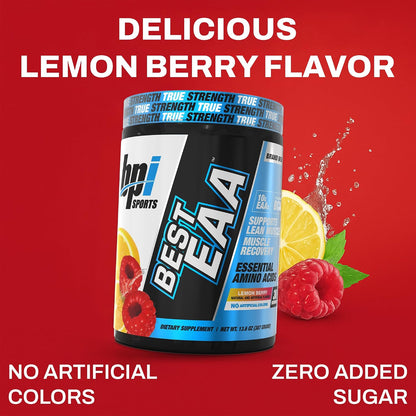 Essential Amino Acids EAA Powder - Pre, Intra & Post Workout Drink - BCAA Powder for Men & Women, EAA + BCAA + Hydration, Advanced Formula with 10G of EAA. (Lemon Berry)