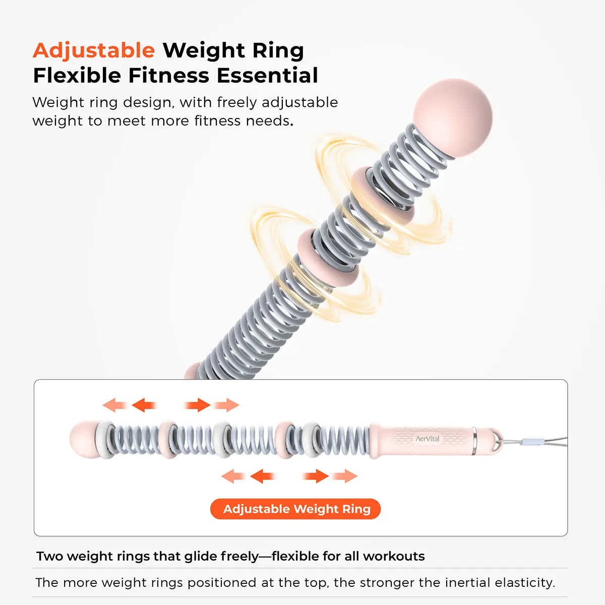 Aervital 2026 New Cordless Battle Ropes for Home Gym Full Body Workout Ropes for Men Women No Jump Ideal for HIIT Training Equipment & Festival Gift, Pink