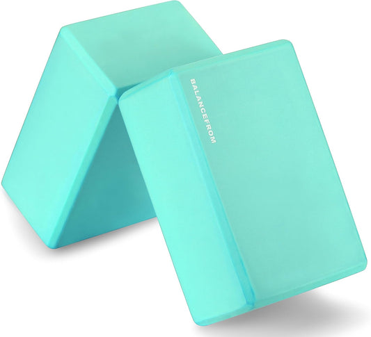 Set of 2 High Density Yoga Blocks, 9"X6"X4" Each