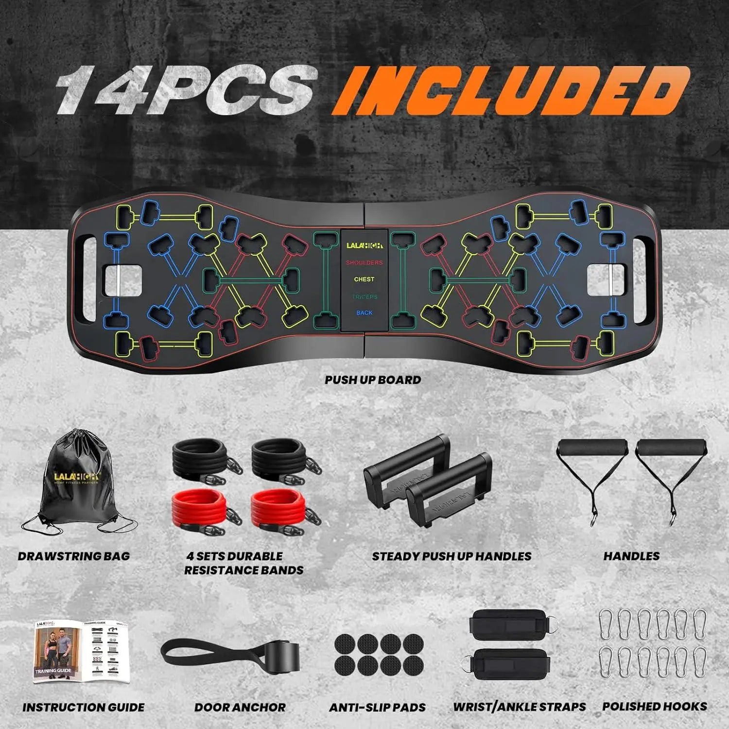 LALAHIGH Portable Home Gym System: Push-Up Board, Strengthen Abs, Create Broad Shoulders, Build Strength, Ideal for Men'S Fitness Needs