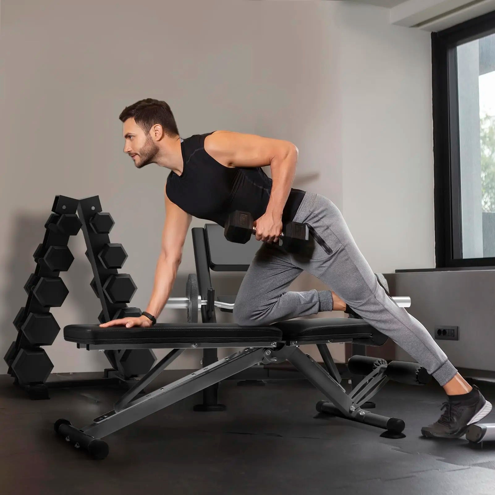Ritfit PWB01 Foldable Weight Bench - Home Fitness Equipment, Adjustable Lift & Incline Benches for Full Body & Glutes Workouts with Versatile Position Back Pad & Seat, Adjustable Lift Benches