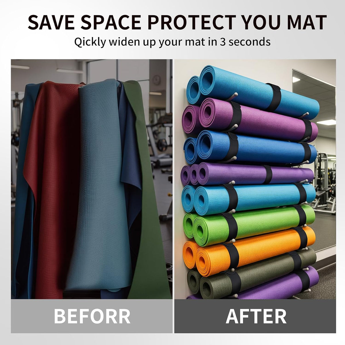 Yoga Mat Carrier Strap, Adjustable Thick Straps Sling for Carrying Large Mats, Stretching Band