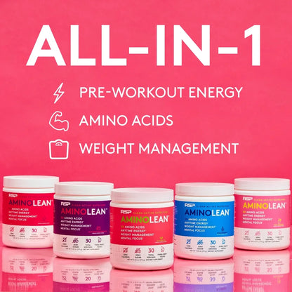 Aminolean Pre Workout Powder with Bcaas, Amino Energy for Lean Muscle, Pink Lemonade