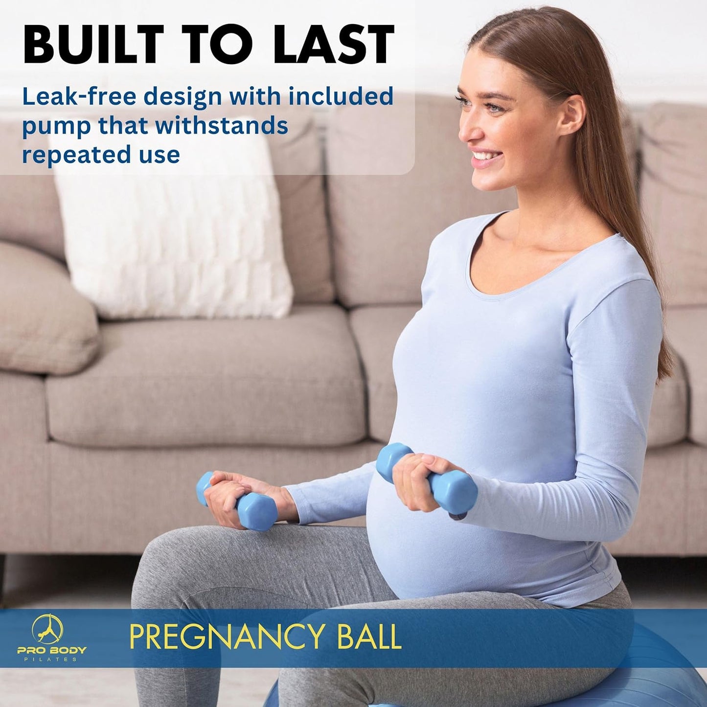 Pregnancy Ball with Guide - Birthing Ball | 1.7Mm Anti-Burst PVC, CA 10P Certified, 55/65/75 Cm, Guide, Doula & Midwife Use, Pump, Pregnancy Essentials