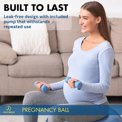 Pregnancy Ball with Guide - Birthing Ball | 1.7Mm Anti-Burst PVC, CA 10P Certified, 55/65/75 Cm, Guide, Doula & Midwife Use, Pump, Pregnancy Essentials