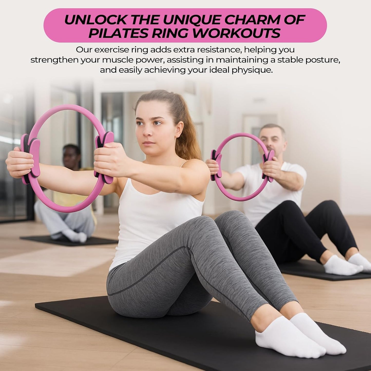 18 Pcs Pilates Ring and Ball Set with Resistance Bands Home Workout Pilates Equipment 11.8 Inch Magic Circle with Padded Handles, Mini Ball for Strength, Toning and Flexibility