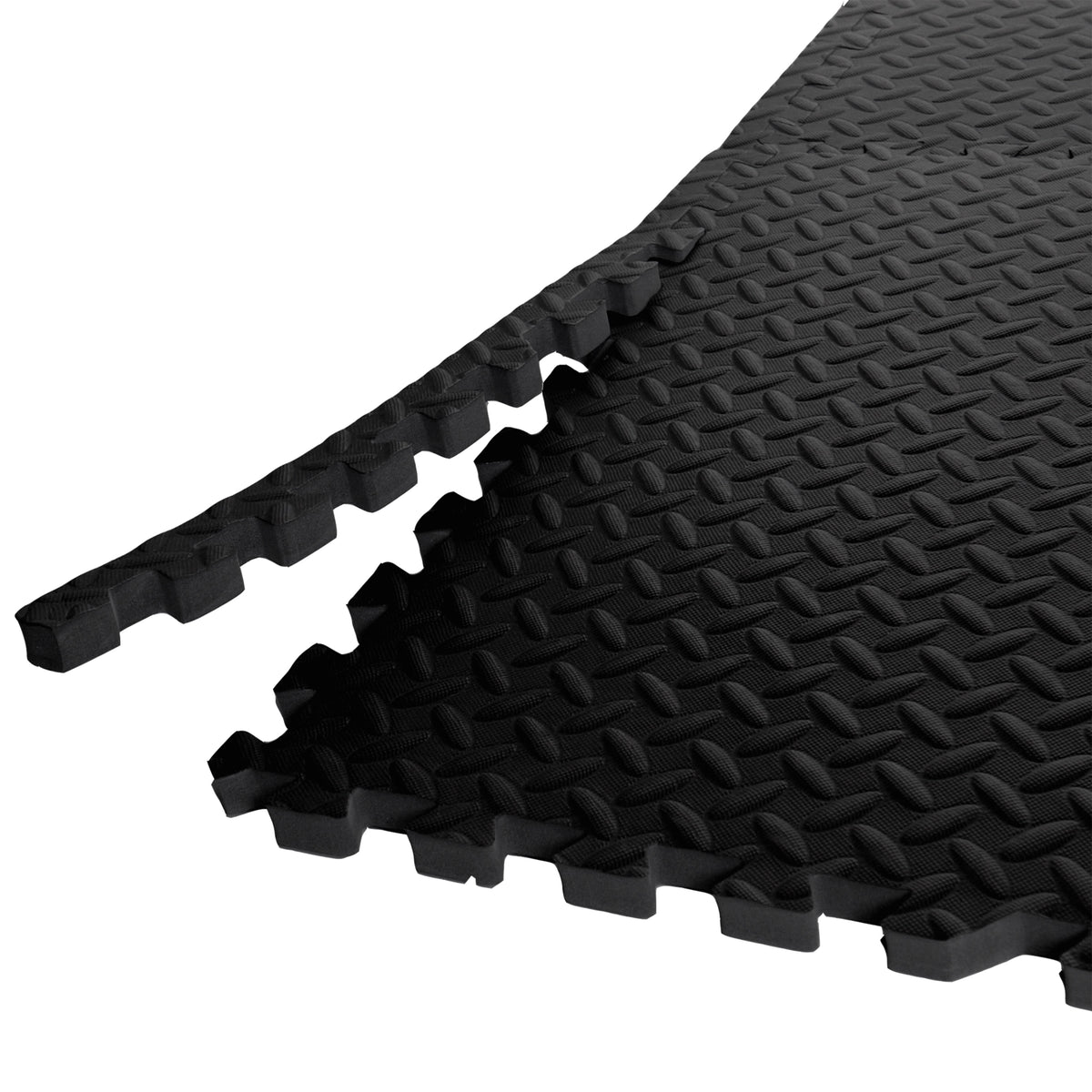 Barbell 1/2" Thick High Density 66"X43" Puzzle Black Exercise Mat 6-Piece Flooring Set