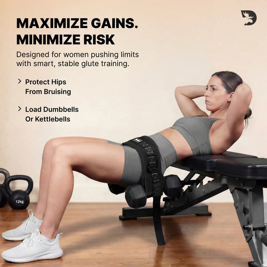 Dmoose Fitness Hip Thrust Belt for Home Workout & Weightlifting, Padded Nylon and Neoprene Strap with Adjustable Fit and Quick Release Clips, Nylon+Neoprene, Supporting Belts, Unisex