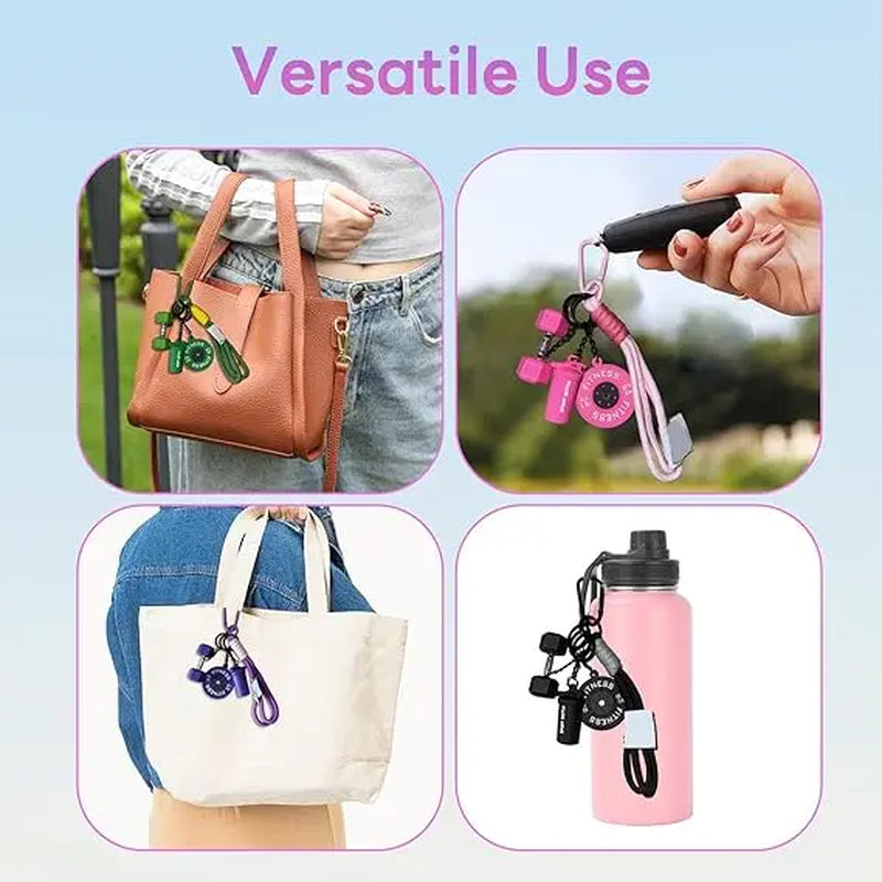 Unisex Cool Cute Matching Gym Keychain Set - Silicone Dumbbell, Kettlebell & Weight Plate Key Rings for Car Keys, Fashion Fitness Accessories for Bags, Keychain Cute