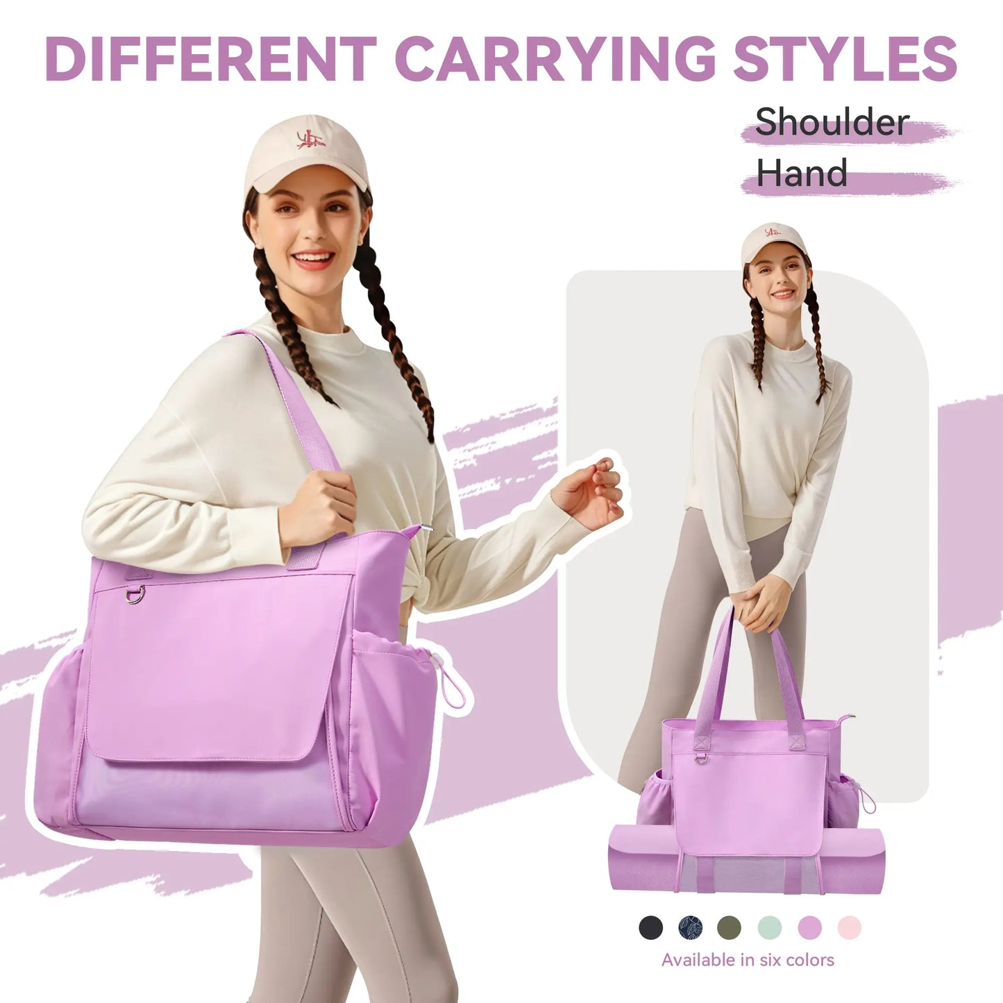 KALIDI Women'S Gym Tote Bag with Yoga Mat Holder & Wet Pocket, Lightweight Waterproof Weekender for Travel, Fitness & Pilates, Casual Sports Bag, Fitness Bag