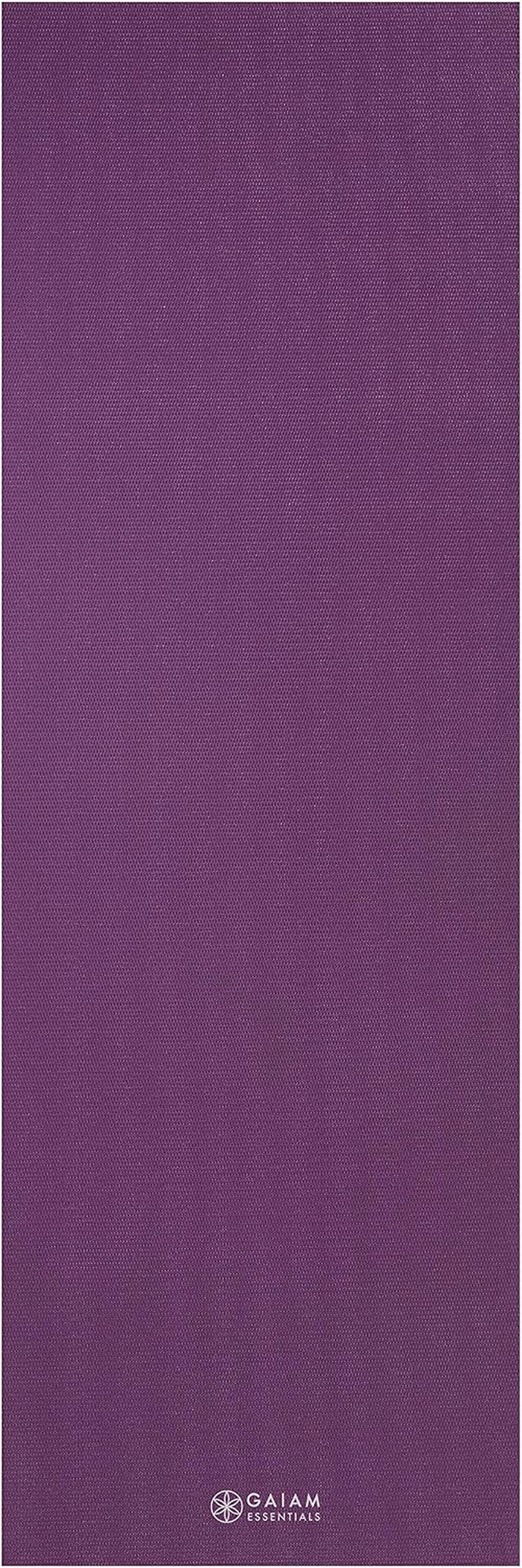 Gaiam Essentials 1/4" Thin (6Mm) Yoga & Pilates, Fitness & Exercise Mat with Easy-Cinch Carrier Strap Cusion Support for Fitness and Gym Workouts
