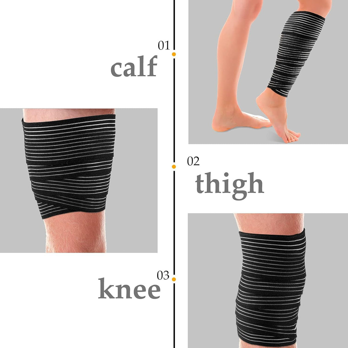 2 Pcs Compression Leg Wraps Elastic Bandage, Black, 71"