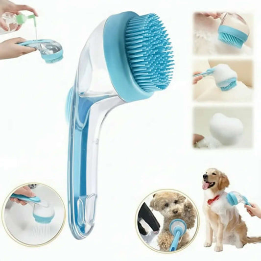 2026 New 2 in 1 Pet Bath & Grooming Brush with Built-In Soap Dispenser for Easy Cleaning, Size 8In × 3In × 4In, Gentle Massage Brush Suitable for Long and Short Haired Dogs and Cats, Ideal for Bathing and Daily Care.