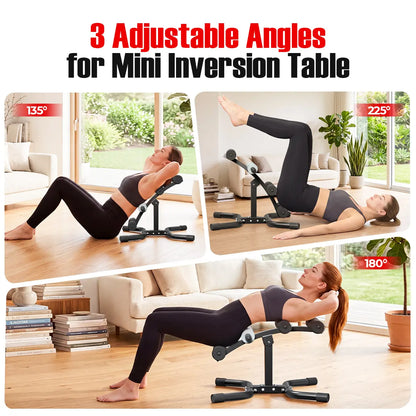 RELIFE REBUILD YOUR LIFE Mini Inversion Table, Unisex Abdominal Training Equipment for Home Gym, Compact Steel Frame Back & Glute Trainer with Foam Rollers, 330 LBS, Workout Machine, Home Abs Workout