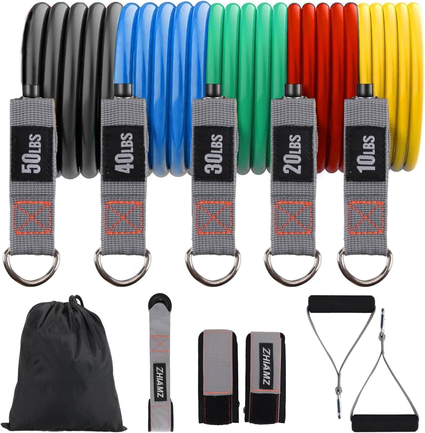 Resistance Bands with Handles, Exercise Bands with Handles, Door Anchor | Physical Therapy & Rehab, Home Workout Pilates Yoga, Non-Slip Handles, Portable Travel, TPE