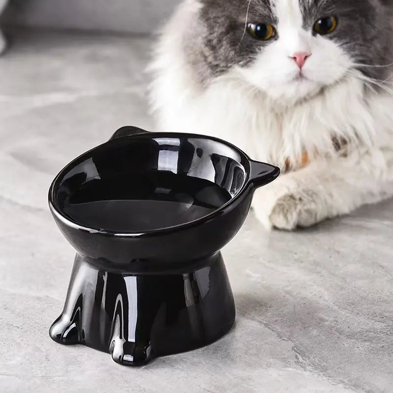 2-Piece Set /Pure Elevated Pet Feeding Bowls, Anti-Vomit Design, Protects Neck & Spine, Non-Slip Base, Durable Plastic, Suitable for Cats & Small Dogs