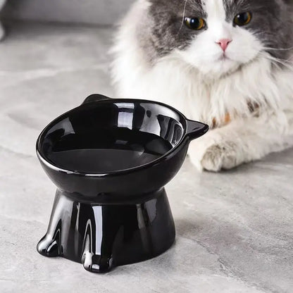 2-Piece Set /Pure Elevated Pet Feeding Bowls, Anti-Vomit Design, Protects Neck & Spine, Non-Slip Base, Durable Plastic, Suitable for Cats & Small Dogs