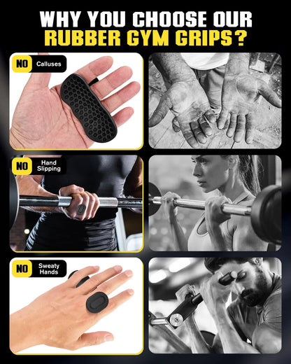 Weight Lifting Grips for Women & Men, Anti-Slip Rubber Gym Gloves for Palm Protection, Suitable for Dumbbell、Pull-Up、Deadlift