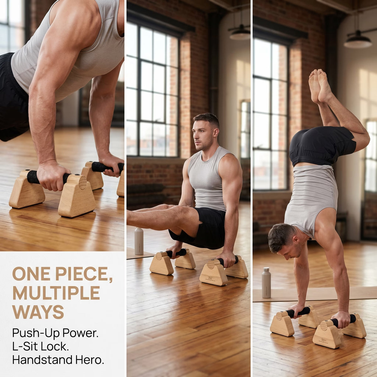 ZHANGJIA Parallettes Bars - Wooden Calisthenics Equipment for Handstand Training, Push up Bars & Calisthenics Bar - Handstand Blocks and Pushup Handles for Men