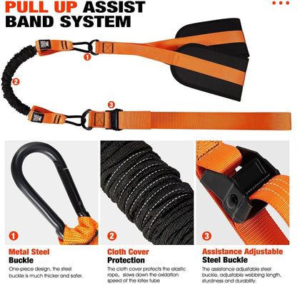 Advanced Pull up Assist Bands Set - Pull up Bands Heavy-Duty 4X75Lbs Resistance, Adjustable Workout Straps, Custom Height, Wide Footplate, Calisthenics Tools, Home Gym Fitness Exercise Equipment for Resistance Band Workouts Home Gym Kit