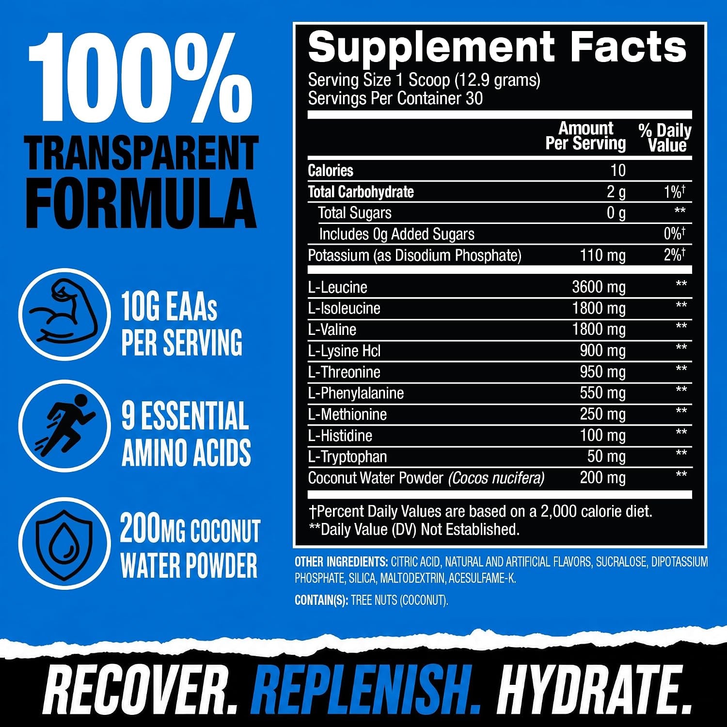Essential Amino Acids EAA Powder - Pre, Intra & Post Workout Drink - BCAA Powder for Men & Women, EAA + BCAA + Hydration. Advanced Formula with 10G of EAA. (Sour Power)