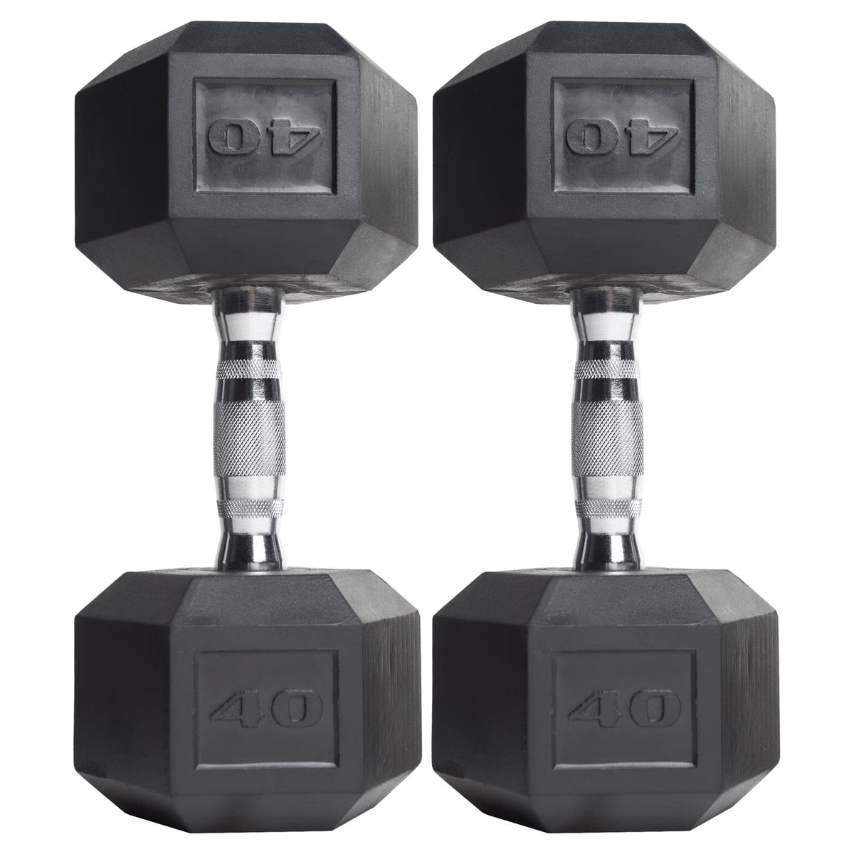 Barbell, 12Lb Coated Rubber Hex Dumbbell, Pair (No-Roll Design, Ergonomic Steel Handle, Durable Coated Weight)