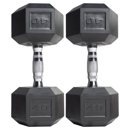 Barbell, 12Lb Coated Rubber Hex Dumbbell, Pair (No-Roll Design, Ergonomic Steel Handle, Durable Coated Weight)