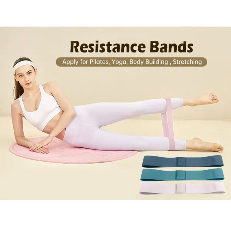 Fitness Resistance Band Set (3 Pieces) Professional Grade Pilates Yoga Home Gym Hips Leg Training Stretch Band Training Heavy Medium Light Fabric Ring for Women Men Loop Elastic Band Home Workout Equipment