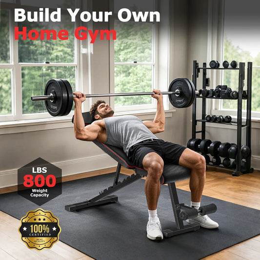 Foldable Weight Bench, 800Lbs Weight Capacity, Banco Para Hacer Ejercicio Adjustable Workout Bench Incline Decline Bench Press for Home Gym Full Body Workout