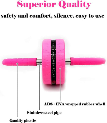 Ab Roller Wheel for Abs Workout - Complete Home Gym Set with AB Wheel Roller, Knee Mat, and Jump Rope (Pink)