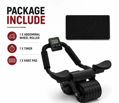 Elbow Support Rebound Ab Roller Wheel, Quiet Lightweight Wheel Ab Training Equipment with Knee Mat & Timer for Home Use (Suitable for Men & Women), Quiet Wheels for Home Use