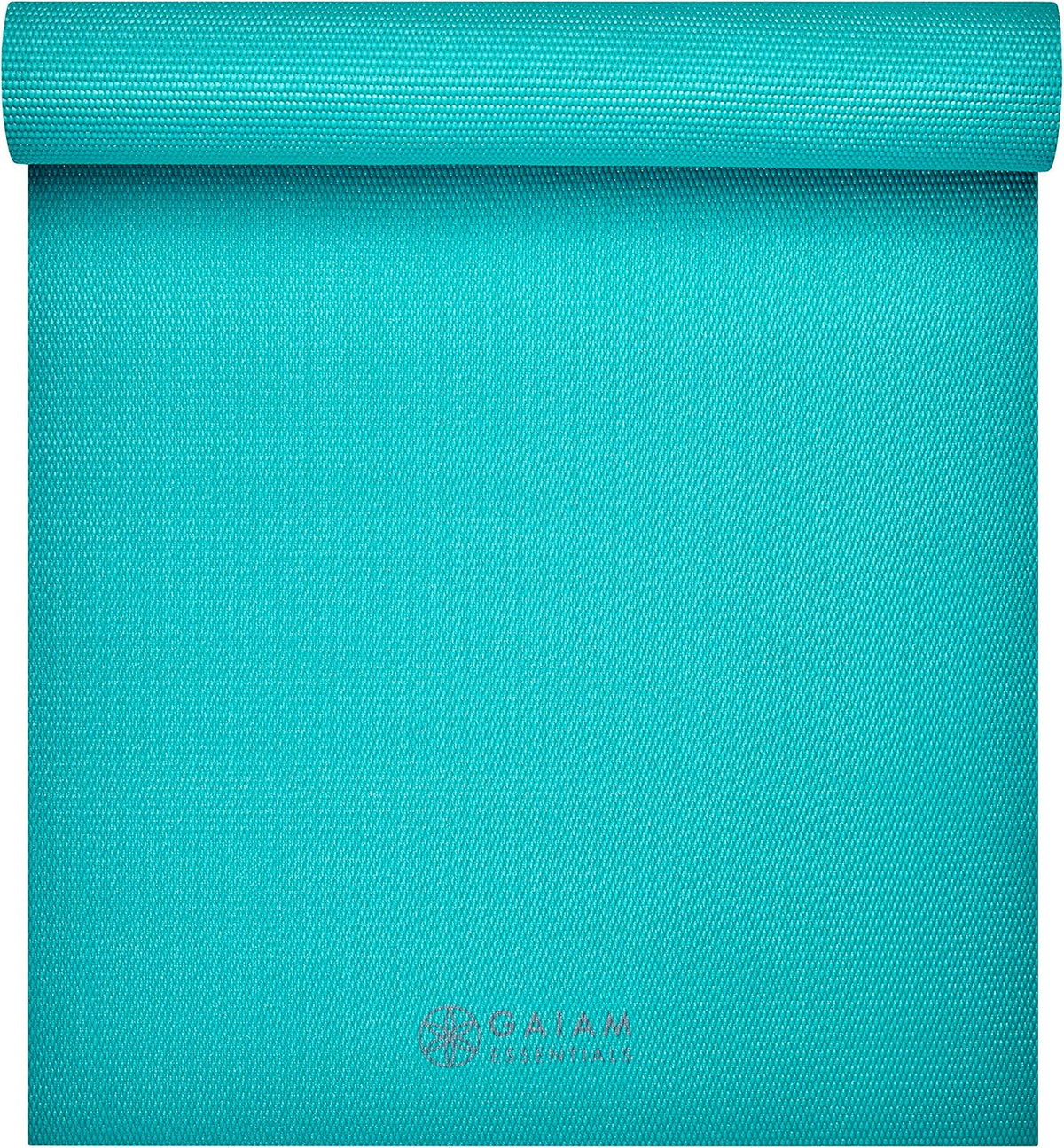 Gaiam Essentials 1/4" Thin (6Mm) Yoga & Pilates, Fitness & Exercise Mat with Easy-Cinch Carrier Strap Cusion Support for Fitness and Gym Workouts