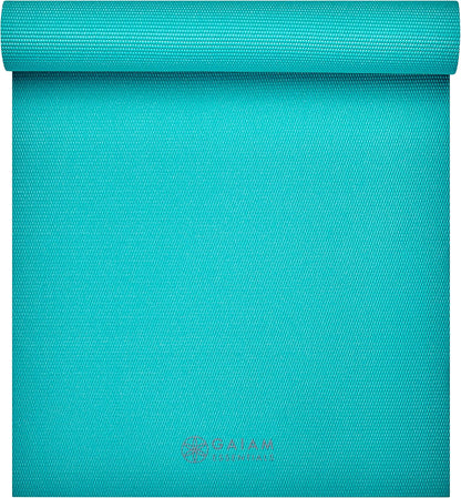 Gaiam Essentials 1/4" Thin (6Mm) Yoga & Pilates, Fitness & Exercise Mat with Easy-Cinch Carrier Strap Cusion Support for Fitness and Gym Workouts
