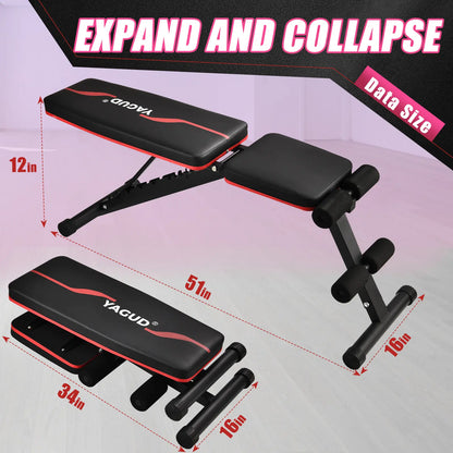 Weight Bench Press, Strength Training Adjustable Workout Benches for Full Body, Gym Benches for Incline Decline Exercise Fitness Equipment