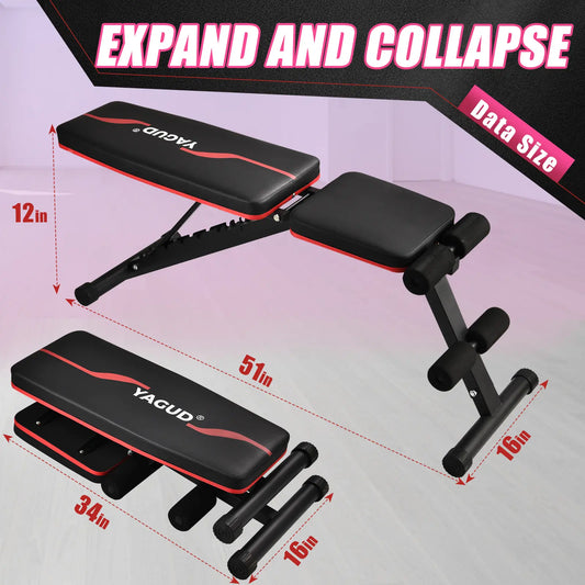 Weight Bench Press, Strength Training Adjustable Workout Benches for Full Body, Gym Benches for Incline Decline Exercise Fitness Equipment