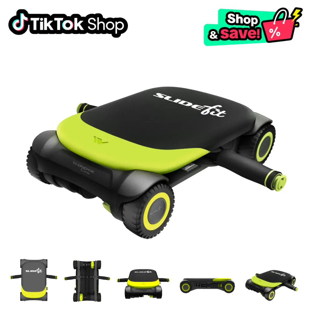 Wonder Core Four-Wheel Ab Roller with Elbow Support and Automatic Rebound for Strong Abdominal Muscles - Adjustable Size